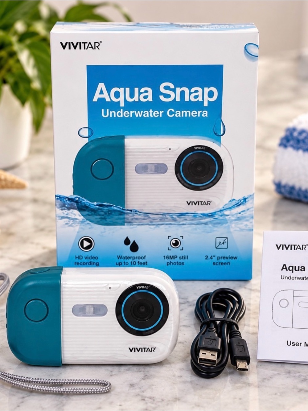 Vivitar Aqua Snap Underwater Camera - Teal & White
